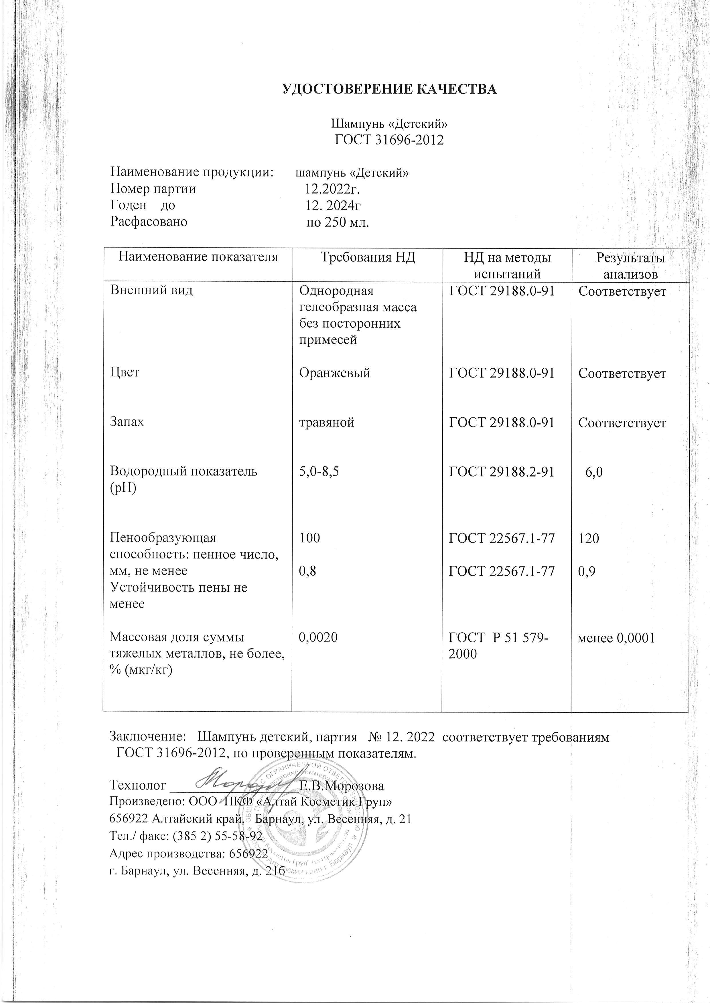 Паспорт №122022